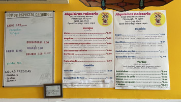 Alquisiras Paleteria menu