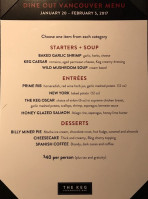 The Keg Steakhouse & Bar menu