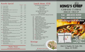 King's Chef Chinese Food menu