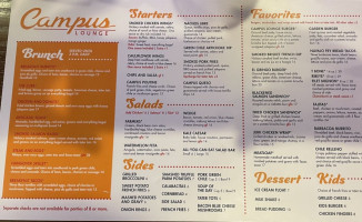 Campus Lounge menu