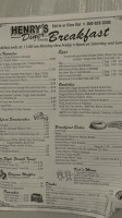 Henry's Diner menu