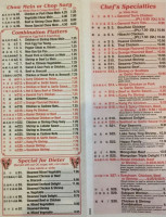 Wong’s Buffet menu