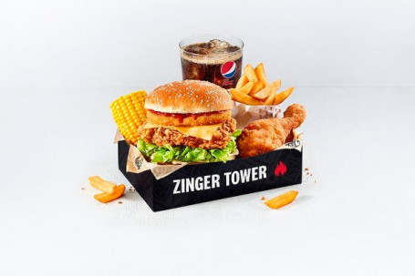 Zinger Tower Box Meal With 1 Pc Chicken